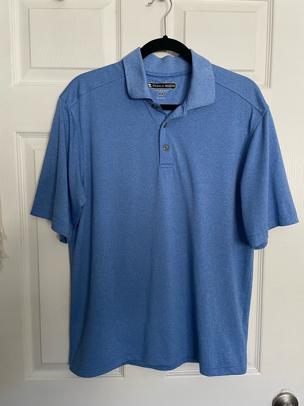 Pebble Beach Men's Medium Blue Heather Performance Polo Shirt